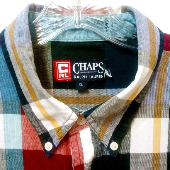 Vintage Chaps Ralph Lauren Men's Shirt XL Plaid ButtonDown CRL Crown Crest Logo - Picture 3 of 11